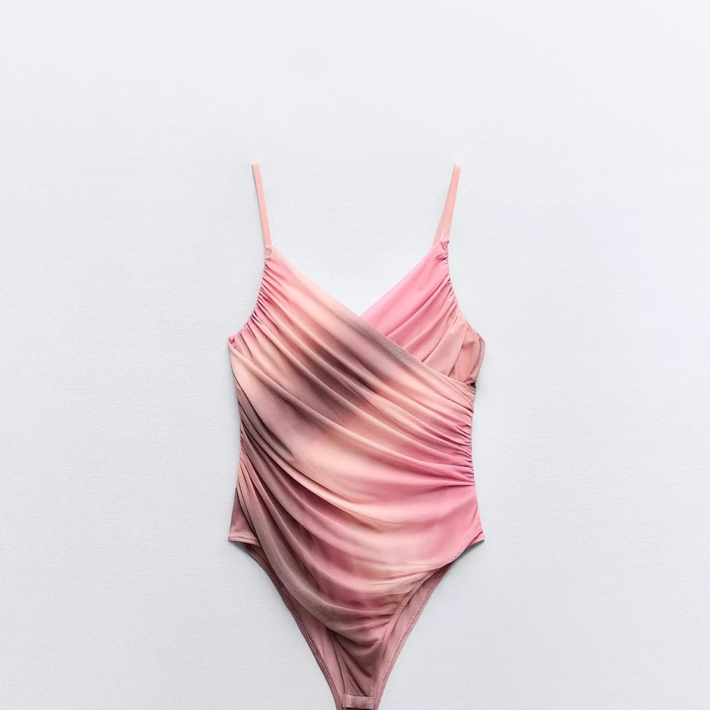 ZARA Pink Bodysuit with Elegant Ruching